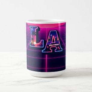 80er Kalifornien Style Neon LA Typografie Kunst Kaffeetasse