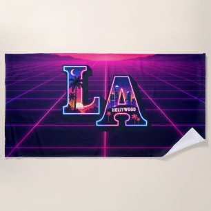 80er Kalifornien Style Neon LA Typografie Kunst Strandtuch