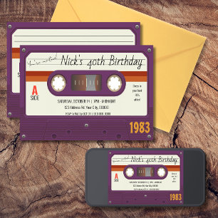 80er-Kassetten-Tape-Geburtstagsfeier, Retro Einladung