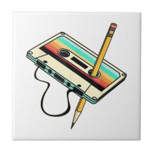 80er-Kassettenband-Bleistift 1980er Retro Vintage Fliese