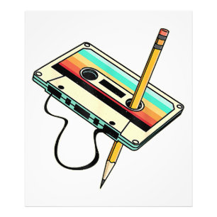 80er Kassettenband Bleistift 1980er Retro Vintage Fotodruck