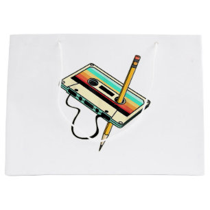80er Kassettenband Bleistift 1980er Retro Vintage  Große Geschenktüte