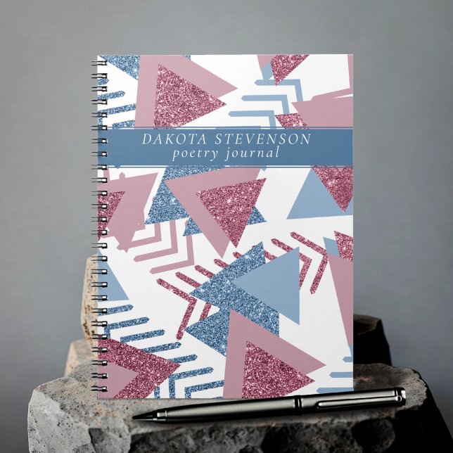 80er Lunar Abstrakt | Dusty Mauve and Blue Poetry Notizblock (Von Creator hochgeladen)