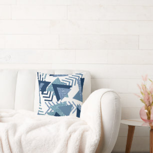 80er Luxe Abstrakt Türkische und blau-braune For Kissen