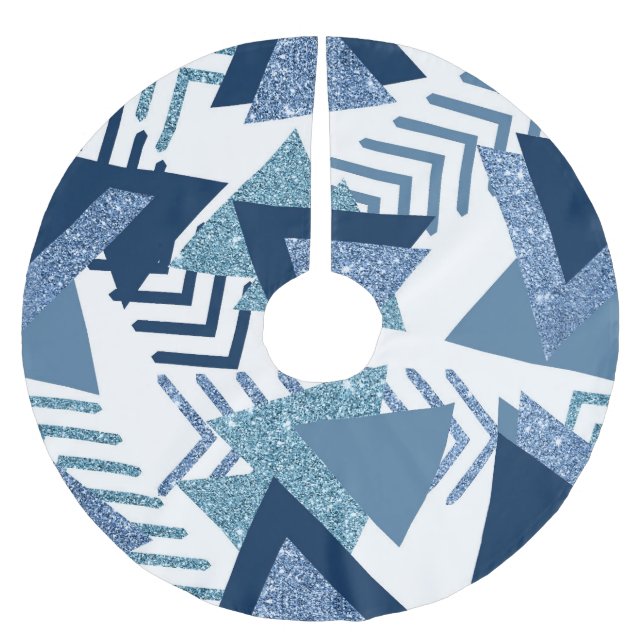 80er Luxe Abstrakt | Türkische und blau-braune For Polyester Weihnachtsbaumdecke (Vorderseite)