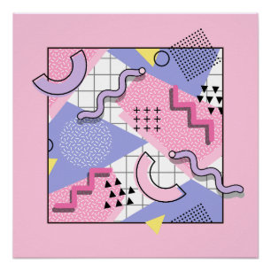80er Memphis Active Pink Flieder Poster