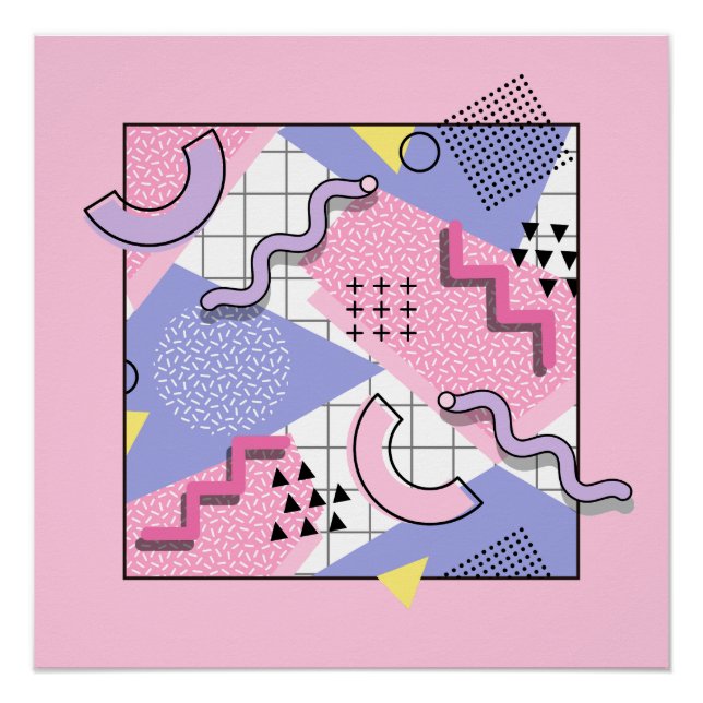 80er Memphis Active Pink Flieder Poster (Vorderseite)