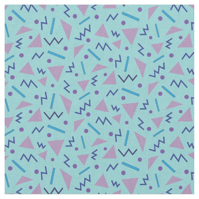 80er Memphis geometrisch blaues Muster Stoff (Nahaufnahme)