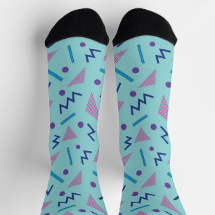 80er Memphis geometrisches blaues Einstecktuch  Socken