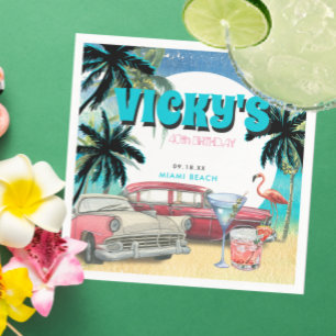 80er Miami Beach Geburtstagspartei Serviette