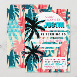 80er Miami Birthday Party Einladung