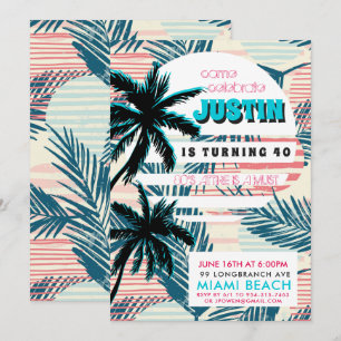 80er Miami Birthday Party Einladung