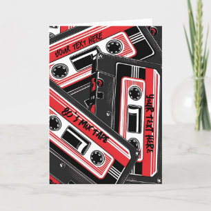 80er-Mix-Tape-nostalgische schwarze und rote Sherp Dankeskarte
