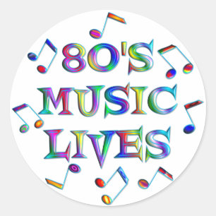 80er Music Lives Runder Aufkleber