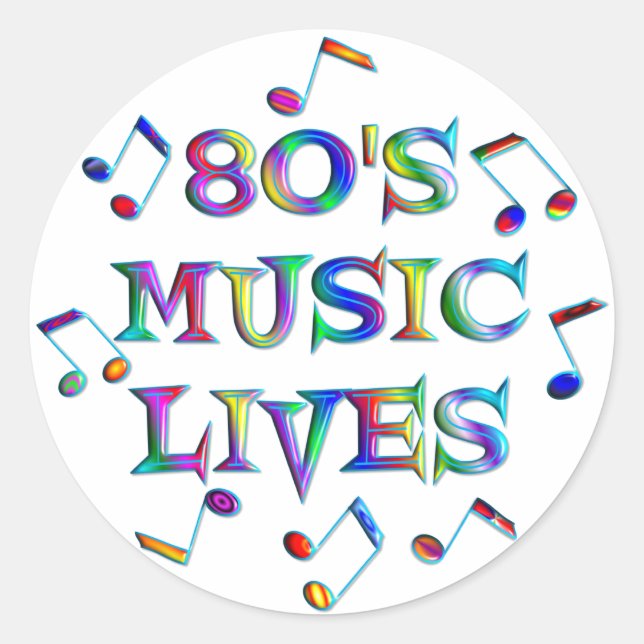 80er Music Lives Runder Aufkleber (Vorderseite)