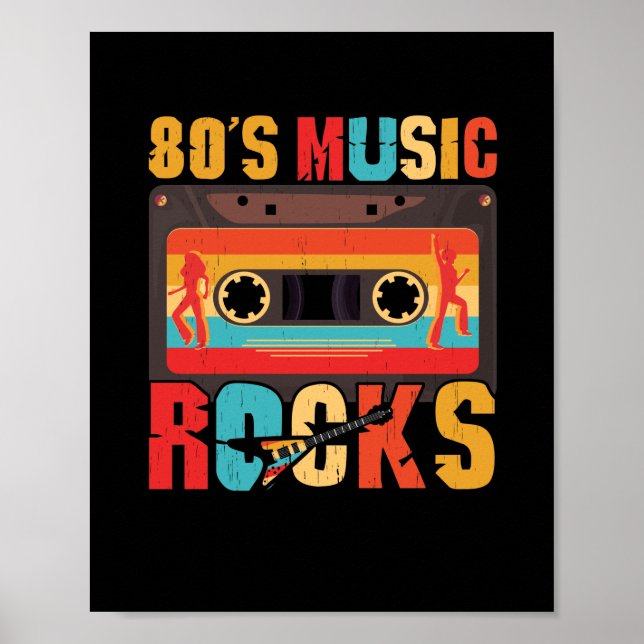 80er Music Rocks - Vintages Retro gestört Poster (Vorne)