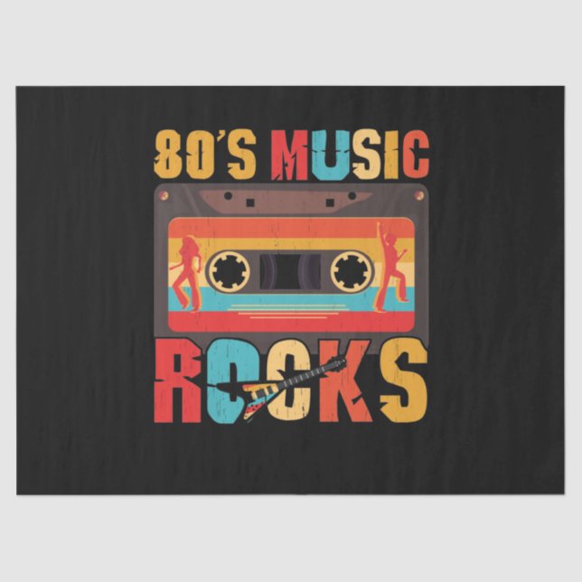 80er Music Rocks - Vintages Retro gestört Seidenpapier (Vorderseite)