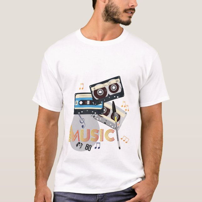 80er Music Style, Nostalgischer Mode-T - Shirt (Vorderseite)