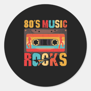 80er-Musik rockt - Vintage Retro abgenutzt Runder Aufkleber