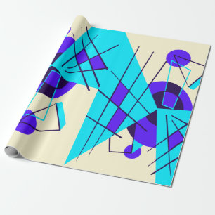 80er Neon Blue Retro Wrapping Paper Geschenkpapier