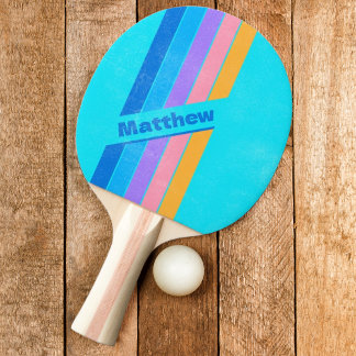 80er Neon Ocean Sky mit Namen gestreift Tischtennis Schläger