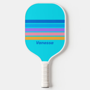 80er Neon Ocean Sky über den Namen hinweg Pickleball Schläger
