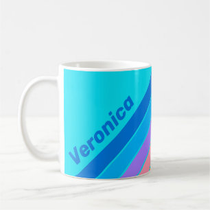 80er Neon-Ozean-Himmel-Streifen mit Namen Kaffeetasse