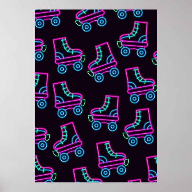 80er Neon Roller-Skate Poster (Vorne)