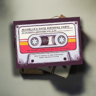 80er Nostalgie-Kassette-Mix-Spaß 50. Geburtstag Einladung