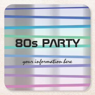 80er oder 90er-Theme-Party oder Wiedersehen Rechteckiger Pappuntersetzer
