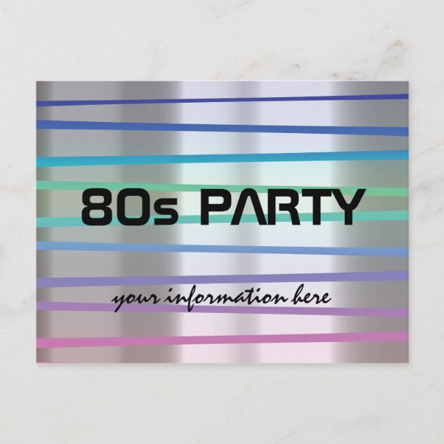 80er oder 90er Themenparty oder Wiedersehen Einladungspostkarte (Vorderseite)
