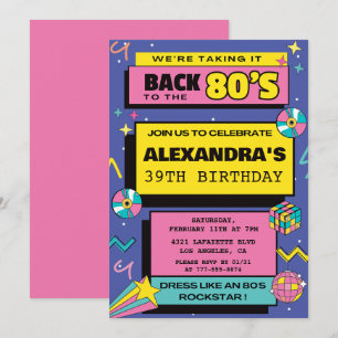 80er Party Budget Retro 39. Geburtstagseinladungen Einladung
