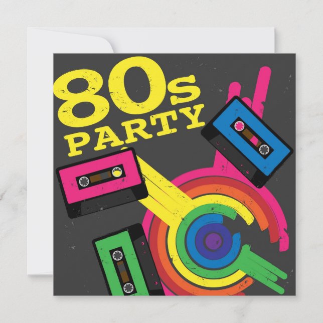80er-Party Einladung (Vorderseite)