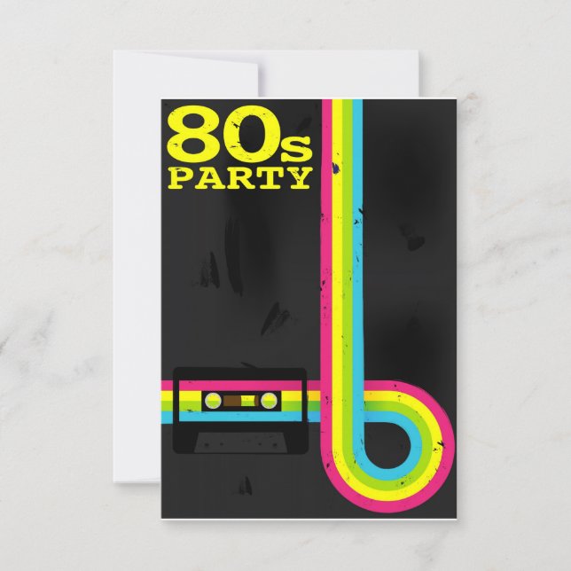 80er Party Einladung (Vorderseite)