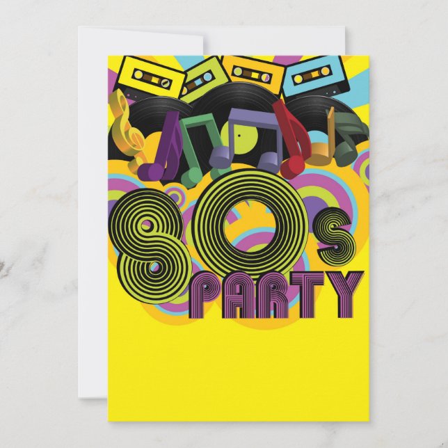80er Party Einladung (Vorderseite)