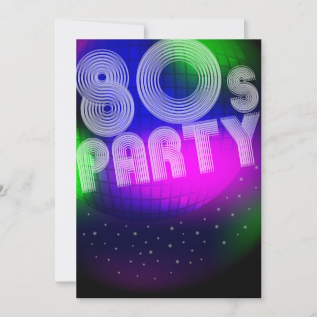 80er Party Einladung (Vorderseite)