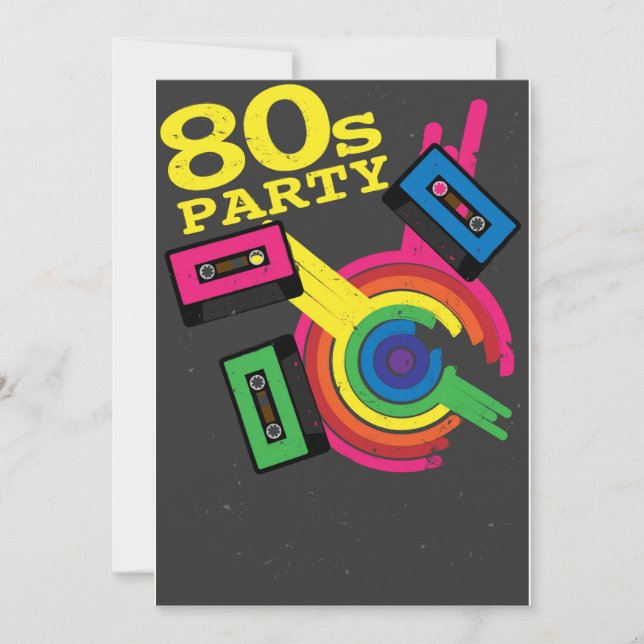 80er Party Einladung (Vorderseite)