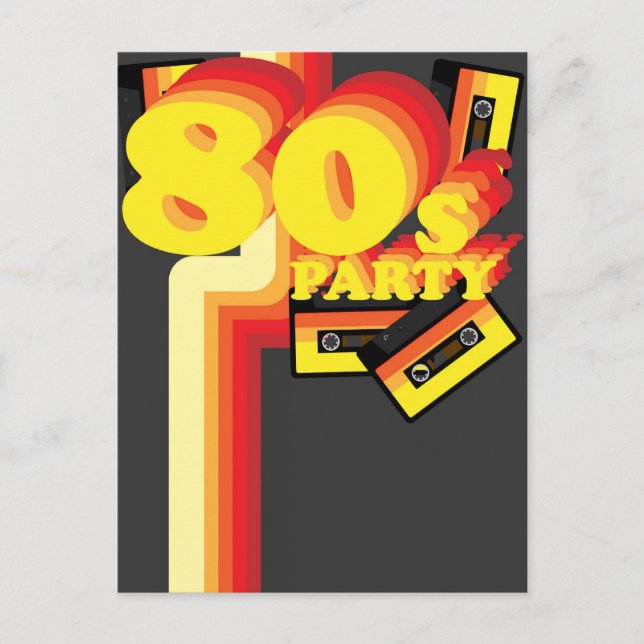 80er Party Einladungspostkarte (Vorderseite)