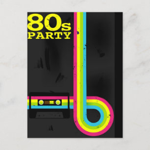 80er-Party Einladungspostkarte