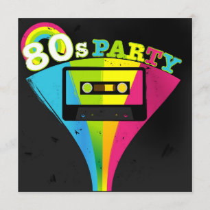 80er Party Hintergrund Einladung