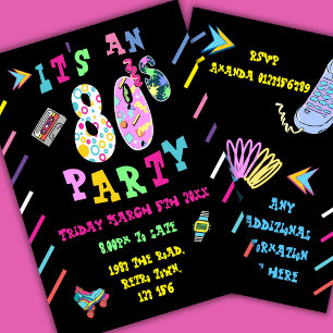 80er Party lädt zum 80-jährigen Retro-Fest ein Einladung