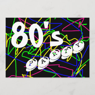 80er-Party - Verrückte und bunte Schlieren Einladung