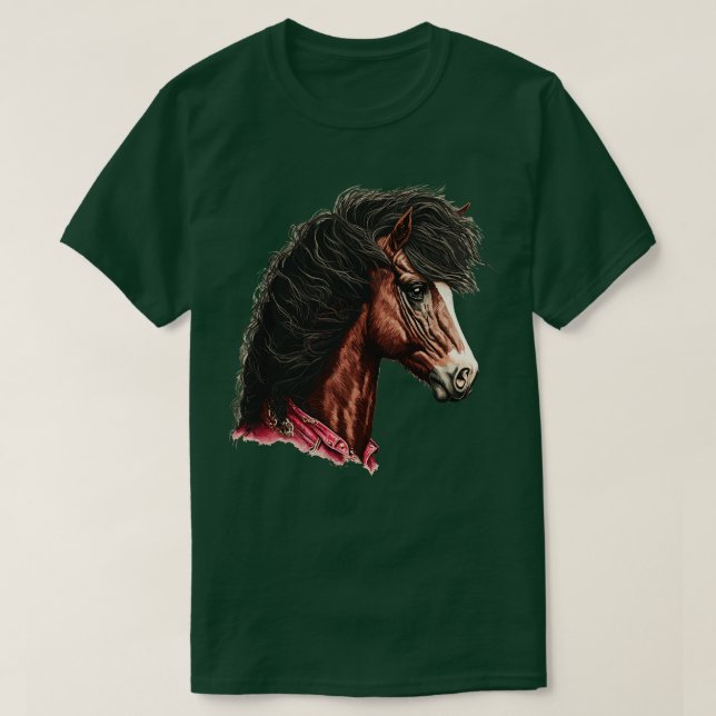 80er Pferd mit Mullet T-Shirt (Design vorne)