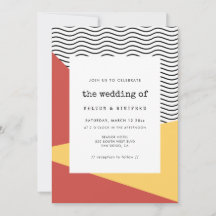 80er Pop-Art-Hochzeitseinladung im Memphis-Stil