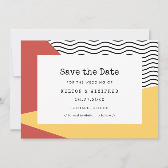 80er Pop art Memphis style wedding Save The Date (Vorderseite)