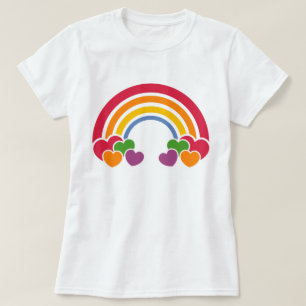 80er Regenbogen 'n Herzen T-Shirt