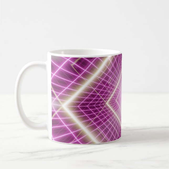 80er Retro: 3D Sci-Fi Hintergrund. Kaffeetasse (Links)