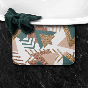 80er Retro Abstrakt 70er Green und Gold Palette Badematte