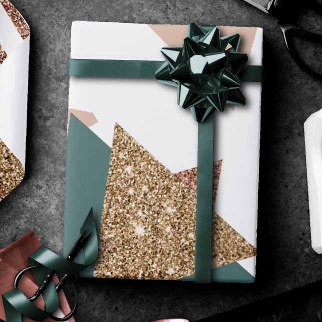 80er Retro Abstrakt | 70er Green und Gold Palette Geschenkpapier (Von Creator hochgeladen)