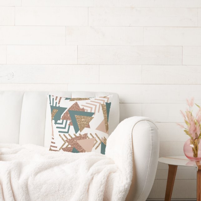 80er Retro Abstrakt | 70er Green und Gold Palette Kissen (Liege)